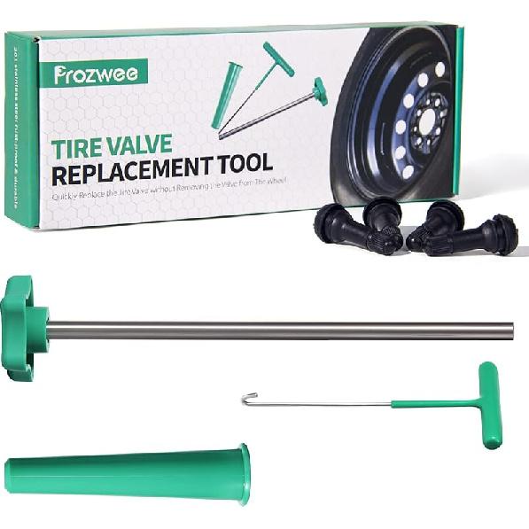 Tire Valve Stem Core Quickly Replacement Tool Kit,Perfect Tool For Replacing Leaky Valves In Cars,Trucks,Motorcycles, Etc.With 4PCS TR413 Valve Stems