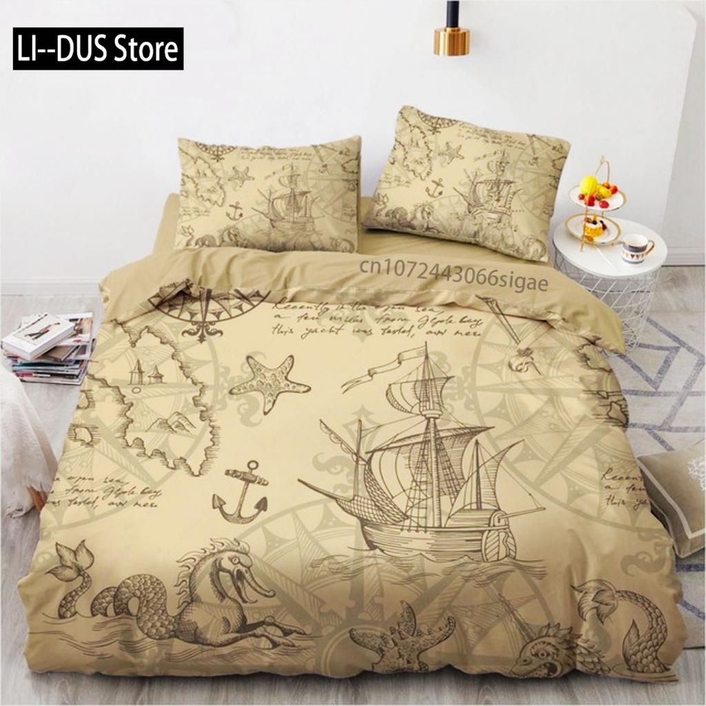 Anchor Bedding Set Fashion Duvet Cover Nautical Anchor Boat Pirate Quilt Cover For Women Men Kids Teens Boys Bedroom Decoration