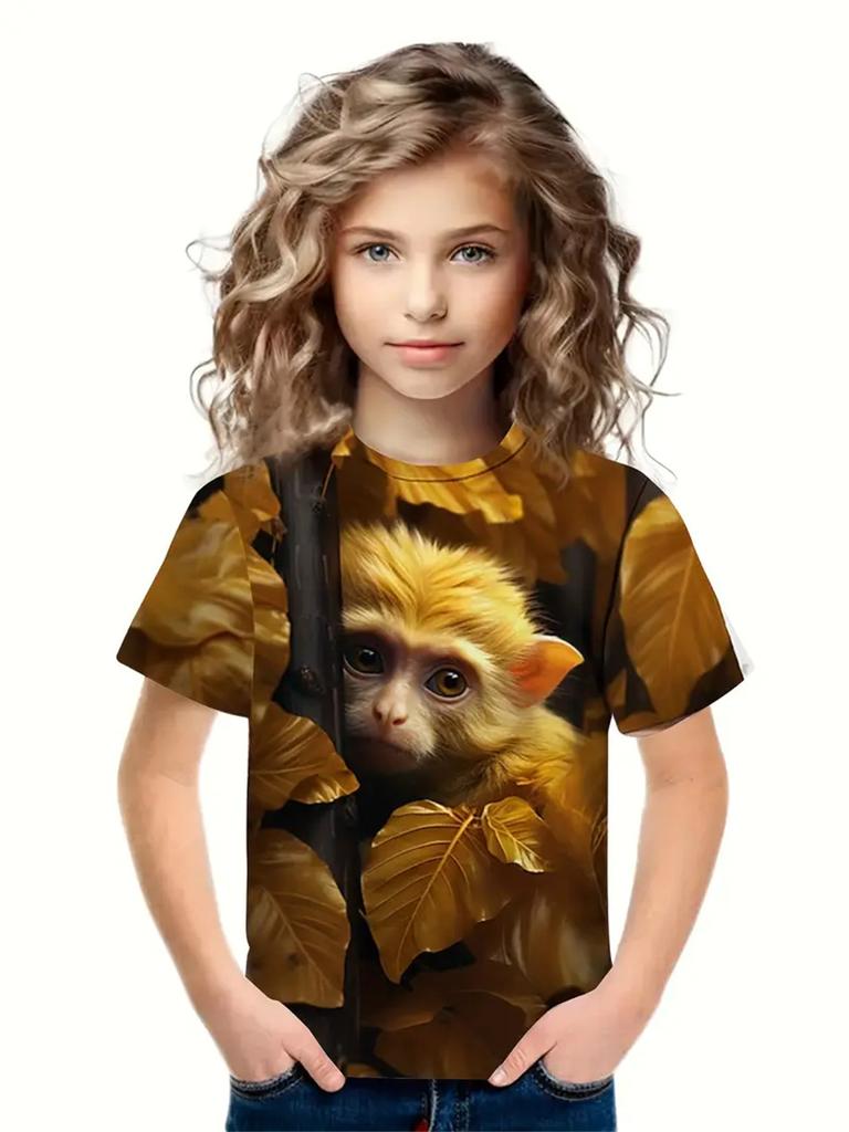 2025 Králík Zvíře 3D Tisk Móda Vtipná Dívčí Trička Léto Krátký Rukáv Topy Tričko Ležérní Trička Dívčí Oblečení