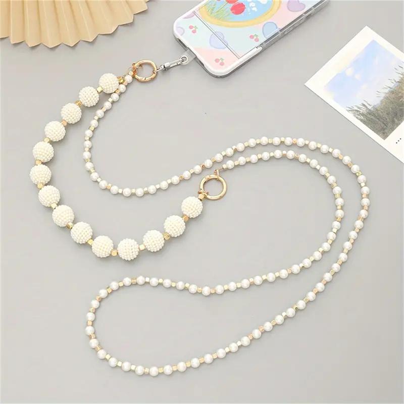 

Korea Bayberry Bead Two-in-one Oblique Span Chain Phone Bracelet Strap Charm Chain Knot Cellphone Lanyard Keychain Long Lanyard