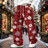 Men's Corduroy Pants Loose Fit Straight Leg Elastic Waist Casual Christmas Print