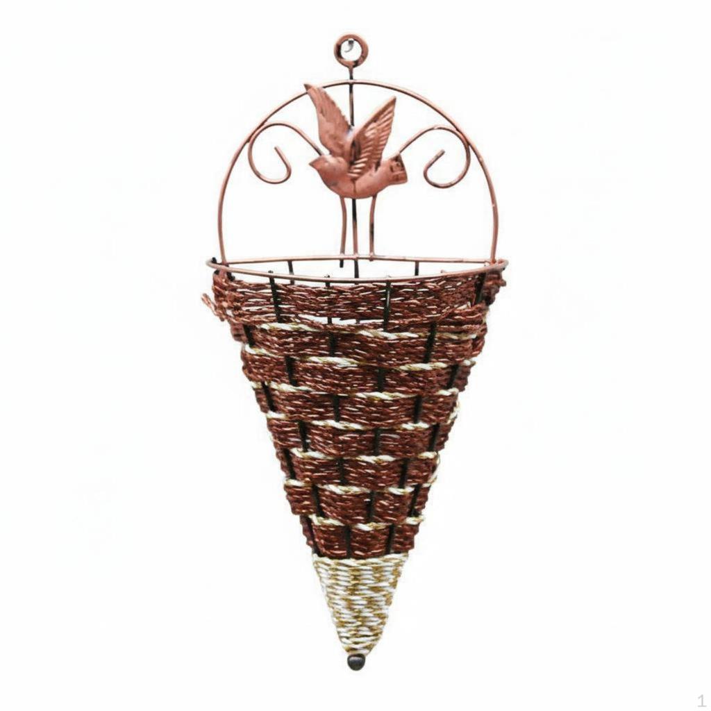 Woven Hanging Flower Basket Rustic WallMounted Form Mounted Holder Farmhouse Decor