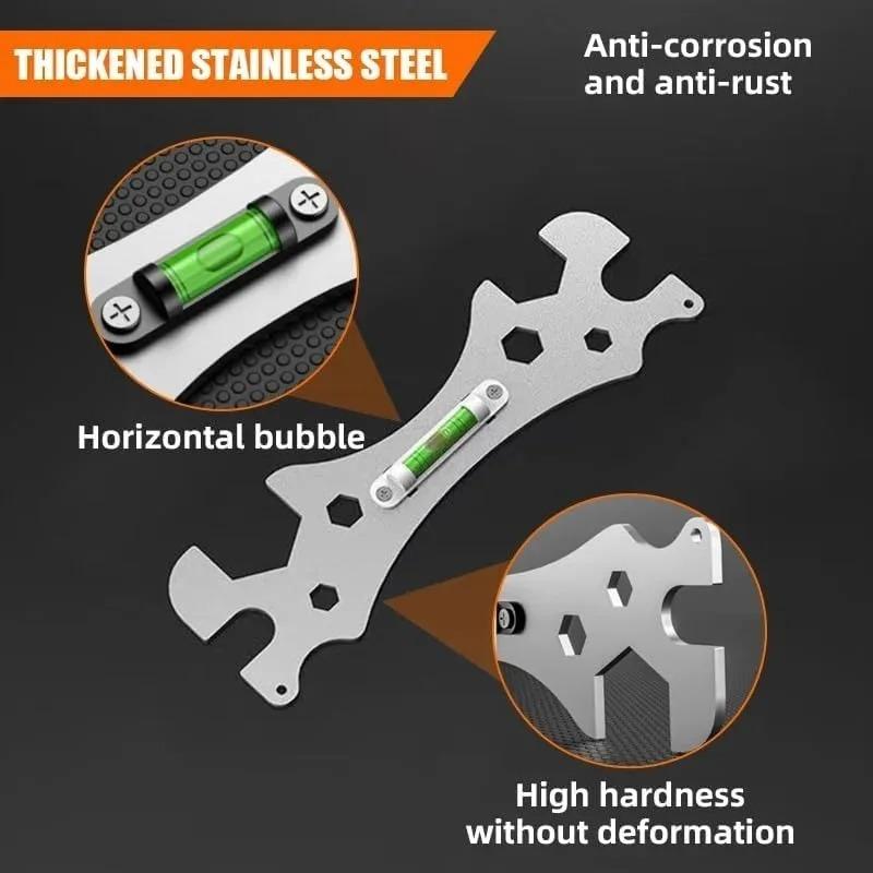 Multifunctional Stainless Steel Bathroom Wrench Tool Shower Installation Hexagonal Level Faucet Angle Ruler Distance Measuring