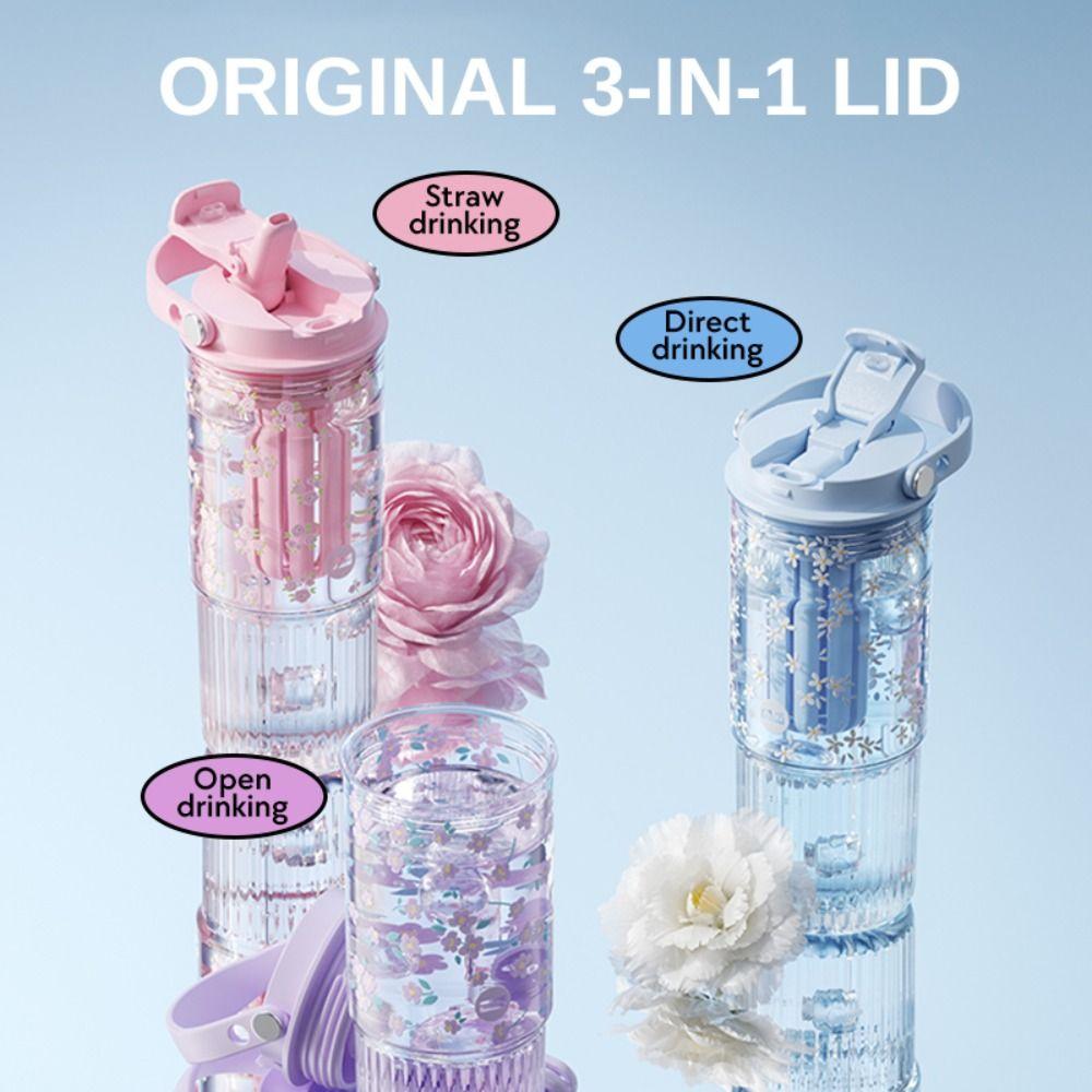 Blumenprint Strohbecher 860ml Kaffeetasse Neue Wasserflasche Saft Milchtee Kaffee