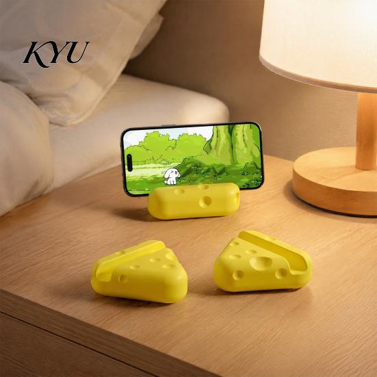 Novelty Cheese Shape Stand 3D Printed Phone Holder, Cute Desktop Stand, Compact Smartphone Hands Free Viewing Stable Cell Dock for Home Office