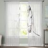 Tier Pferd Aquarellmalerei Tüllgardinen für Wohnzimmer Schlafzimmer Dekoration Chiffon Transparent Voile Küchenfenstervorhang