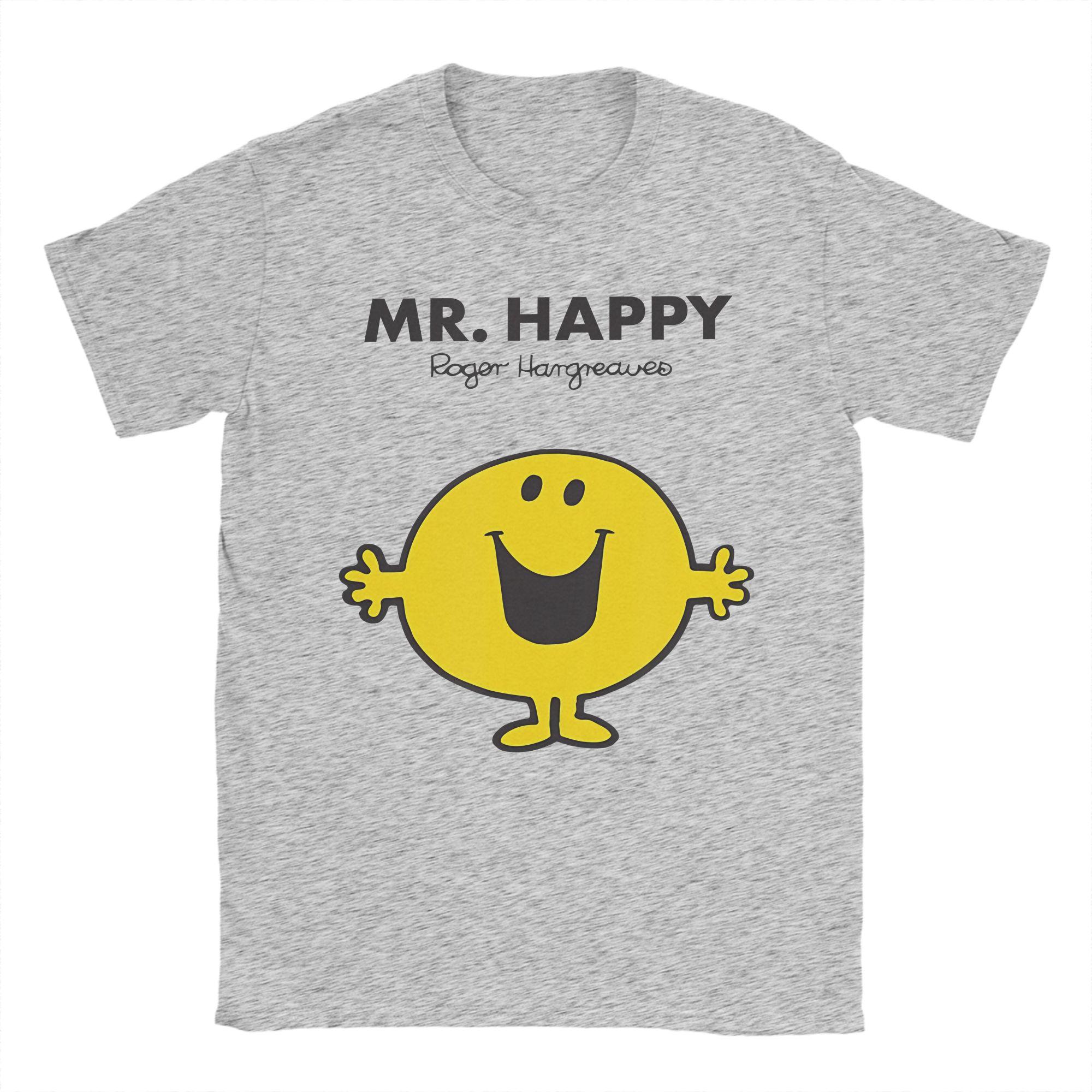 

Mr Men Little Miss Mr. Happy Cute Funny Happy T-Shirts Unique Pure Cotton Tees Crew Neck Short Sleeve T Shirts 4XL 5XL Clothing 3XL