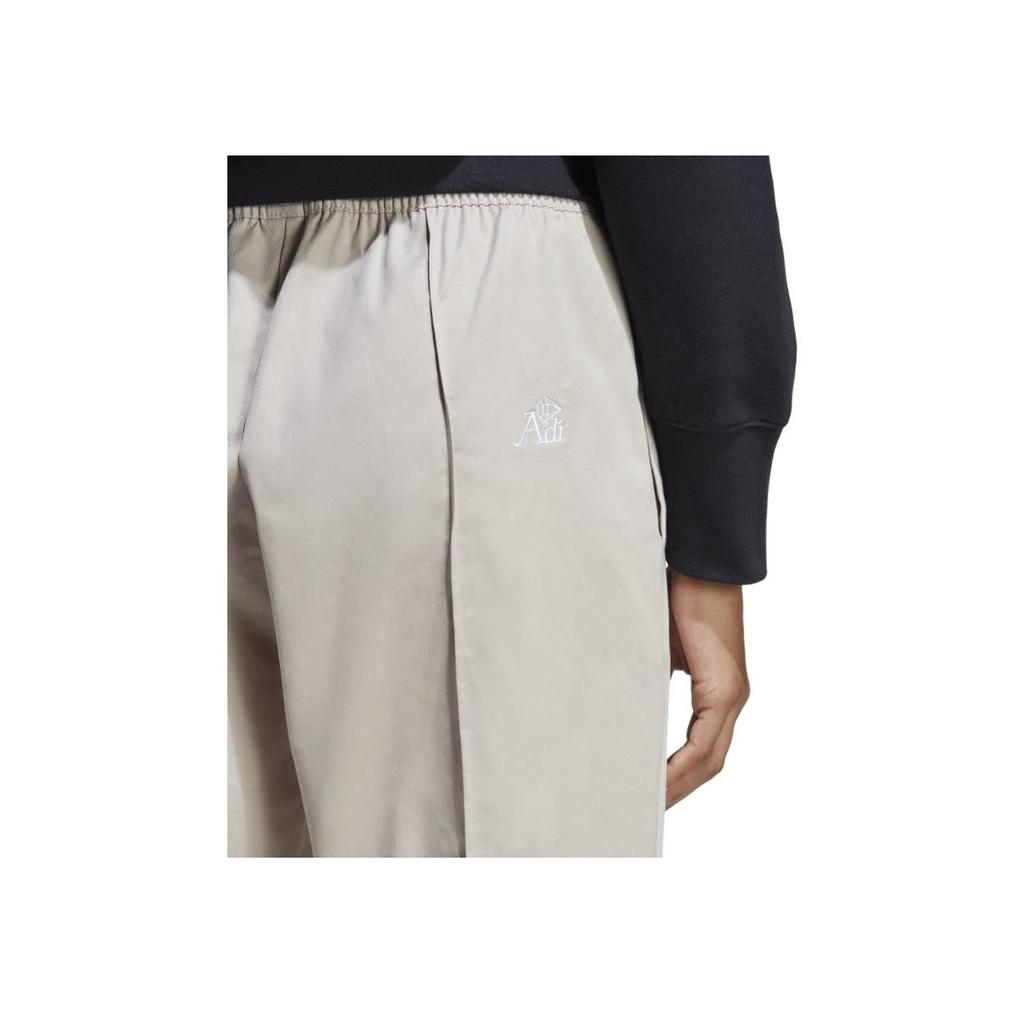 adidas Logo Print Drawstring Cuffed Long Sports Pants Women Pants Gray Brown IC5714