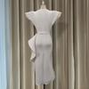 Large Size New Ruffled Short-sleeved Irregular White Dress