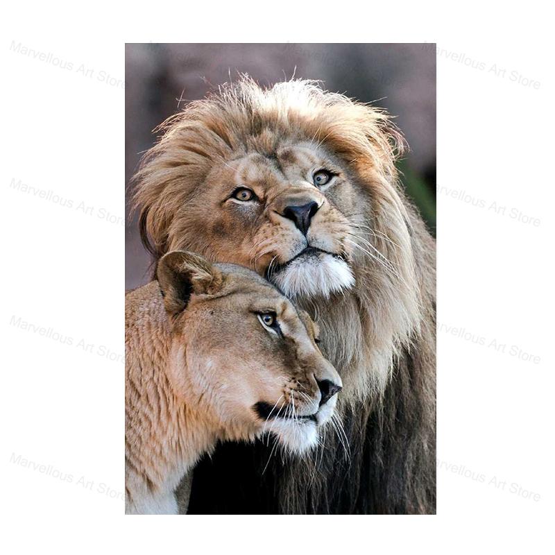 Black and White Lion Posters and Prints Painted On Canvas Painting Modern Animal Wall Art Pictures for Living Room Home Decor