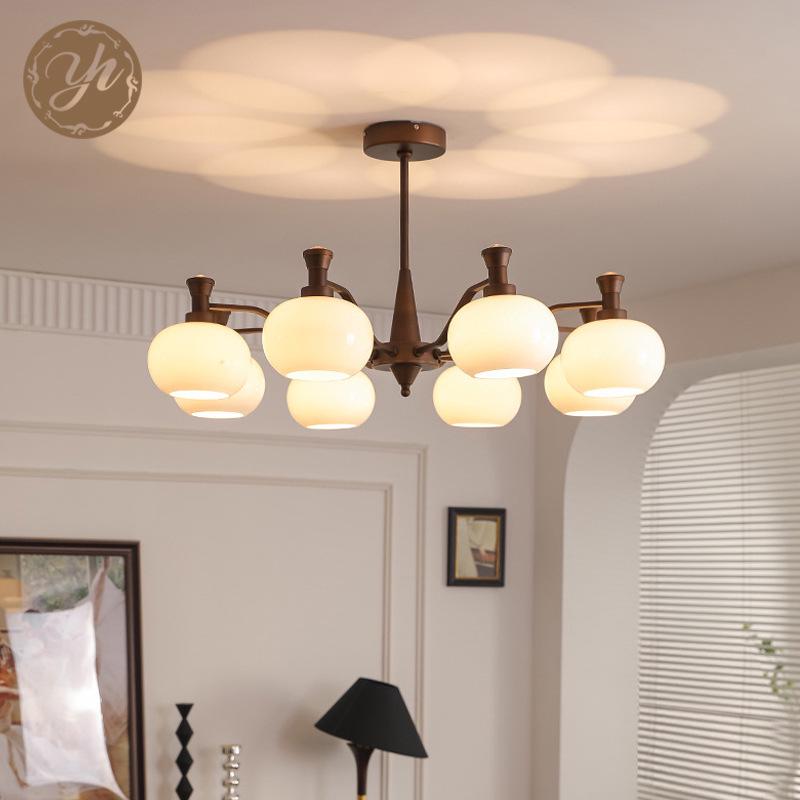 2025 French Mid-Century Luxury Chandelier: Retro American Persimmon Hall Lighting Fixture
