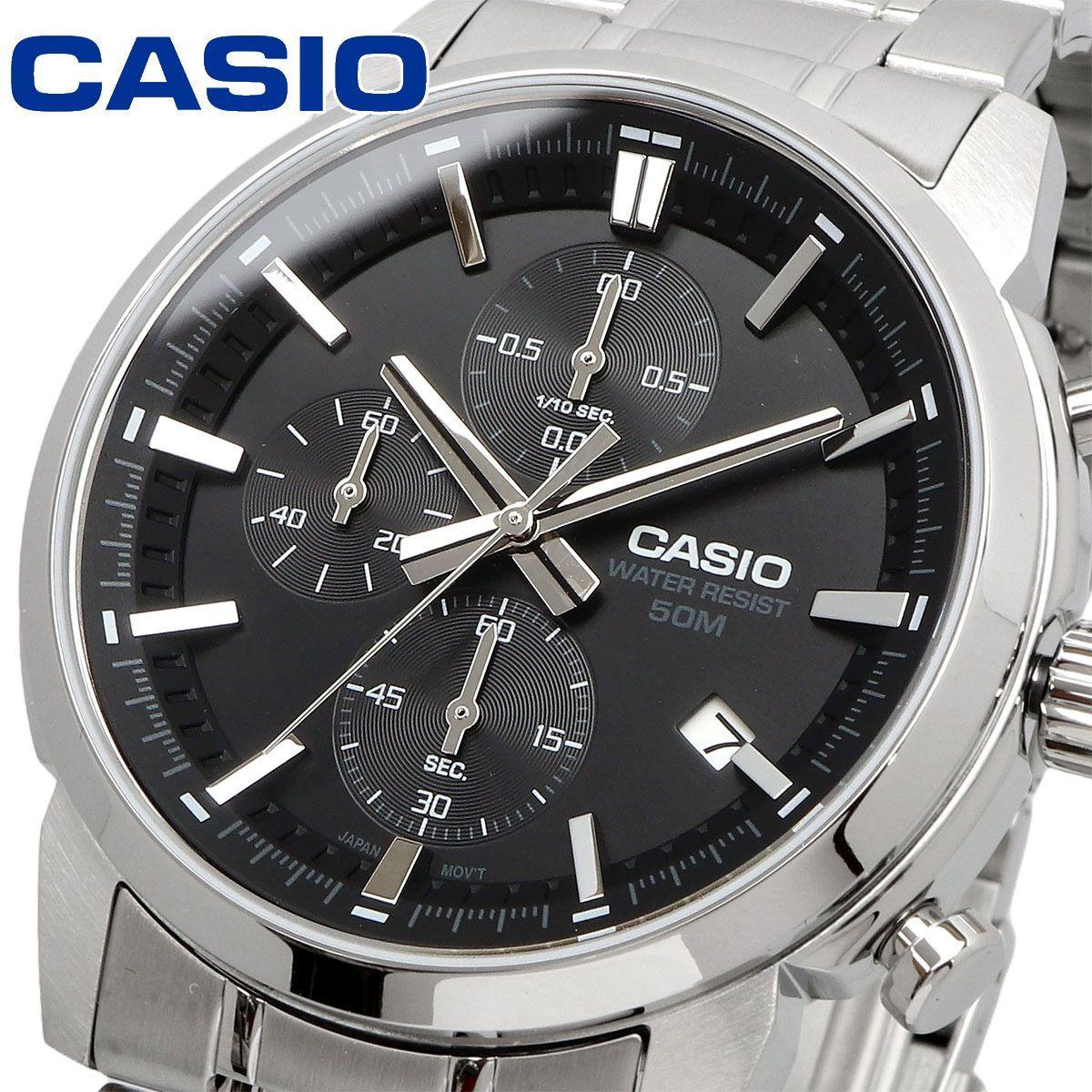 Used New Unused Watch CASIO Watch Cheap Casio Chipkashi Standard Men s Watch 1/10 Second Chronograph Quartz MTP-E510D-1A1V Black Overseas Model