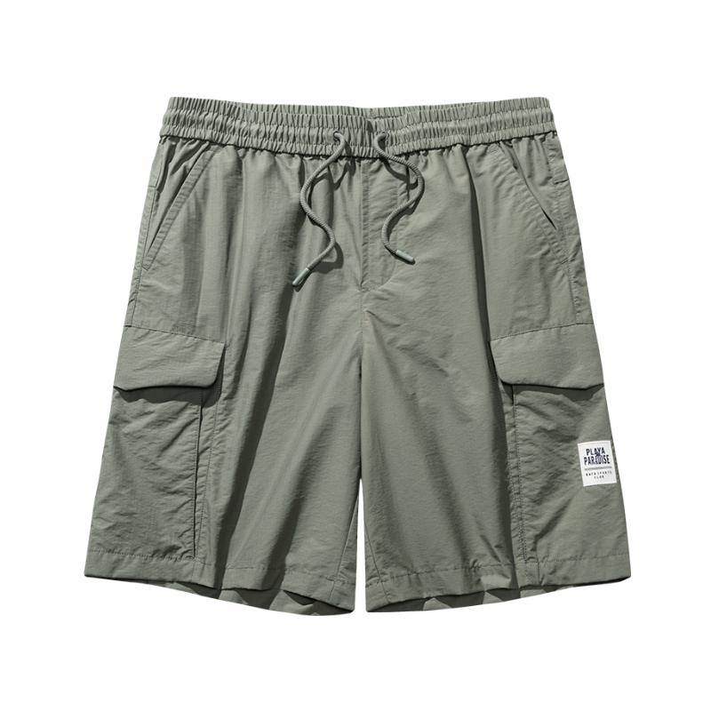 Anta Comfortable Simple Versatile Loose Letter Mid-Rise Drawstring Casual Shorts Men shorts Gray-Olive 152528506-3
