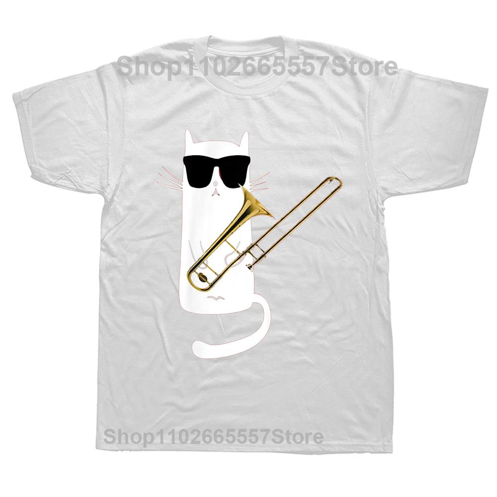 Funny Trombone Gift Jazz Music Marching Band T Shirts Graphic Cotton Streetwear Short Sleeve Birthday Gifts Summer Style Tshirt