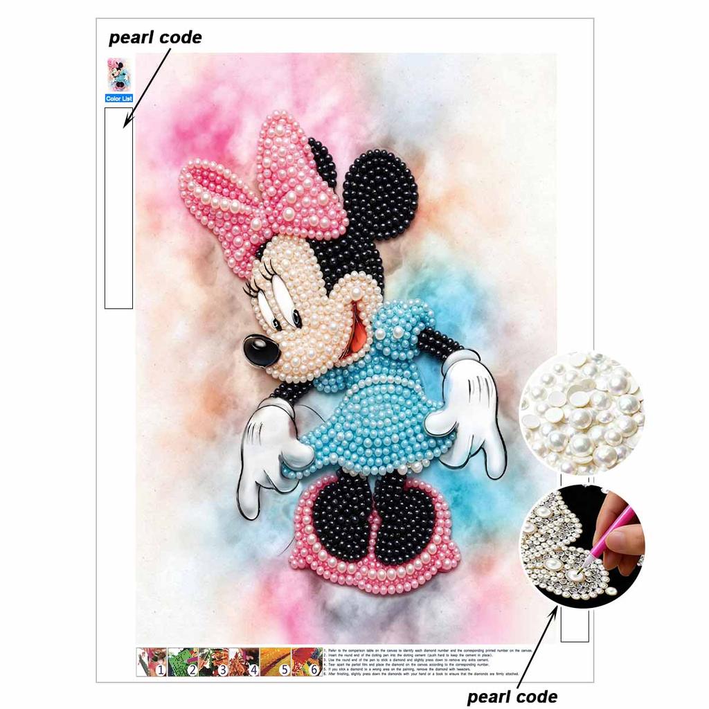 Disney Pearl Art Painting Home Wall Decor Minnie Mouse Pearl Gemstone Painting Picture Crafts Adult/Beginner Gift Creative Home Decor Unframed