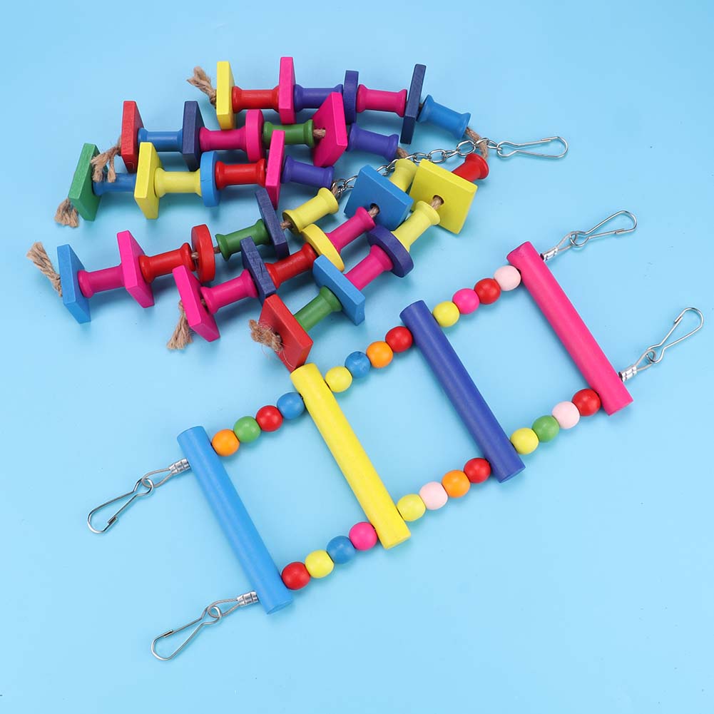 2 Stück Vogel hängender Holzblock Aktivität Klettern Kauen Schaukelständer Käfig Wandspielzeug für Papagei