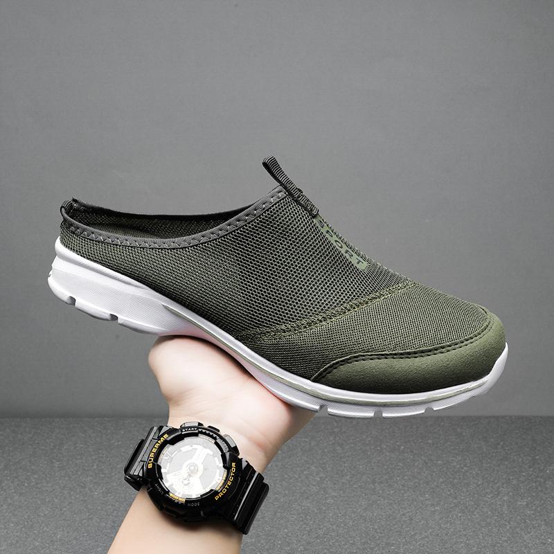 

Модная мужская повседневная обувь, сетчатые мокасины, однотонные лоферы, плоские тапочки, летняя обувь для пар, полутапочки, большие размеры, сандалии Zapatos 42