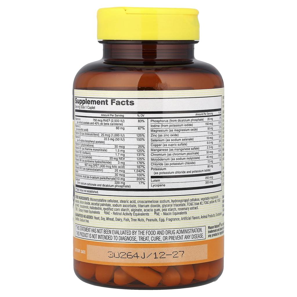 Mason Natural, Vitrum 50+ Adult Multi, Iron-Free, 180 Tablets