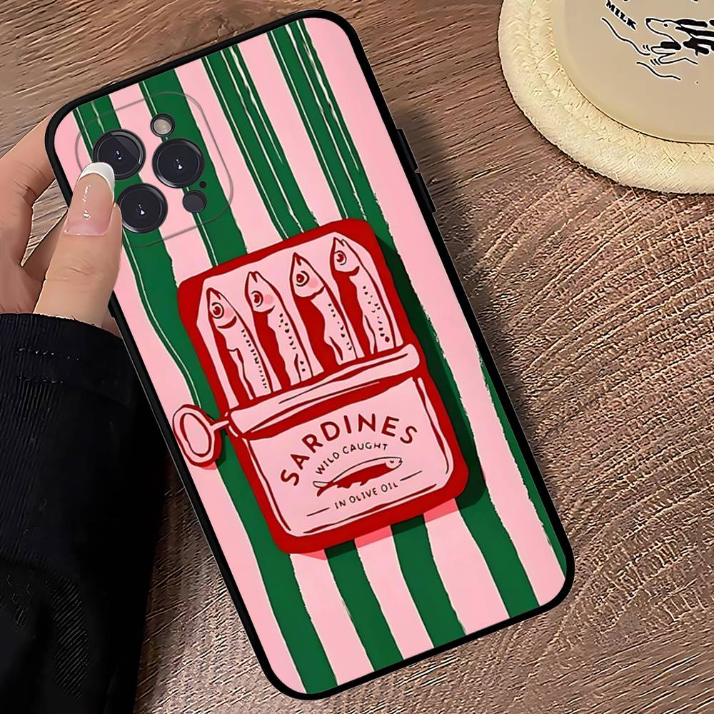 Sardines Fish Soft Back Phone Cover Case For IPhone 17 16 Pro Max 15 12 11 16e 13 Mini 14 15 Plus