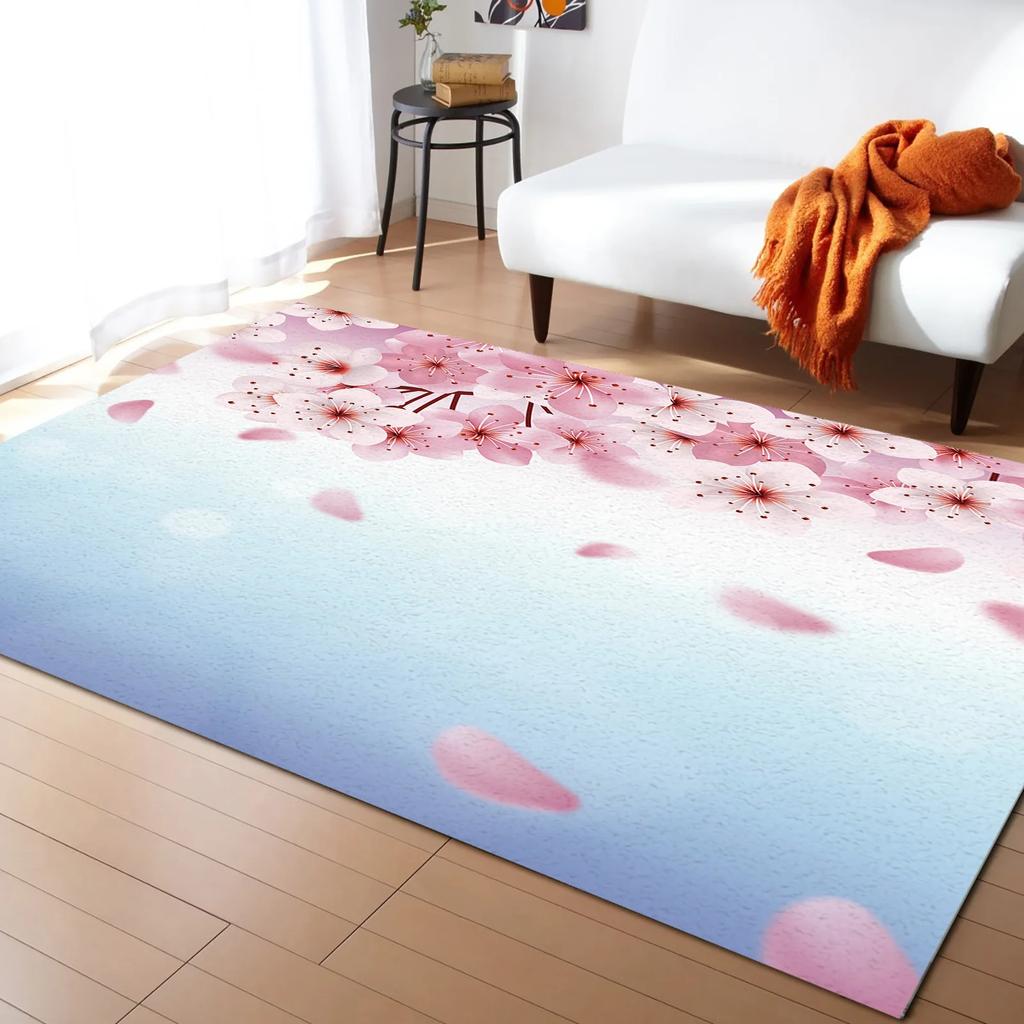 Japanese Sakura Cherry Blossoms Carpets for Living Room Bedroom Modern Home Large Area Rug Anti-slip Sofa Coffee Table Floor Mat