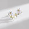 MODIAN 925 Sterling Silber Schlichte Blumenopal-Ohrstecker Elegante Kristallohrstecker für Frauen Trendy Glänzende Ohrstecker Feiner Schmuck Geschenk