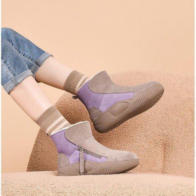 New Martin Boots Women's Soft Leather Snow Boots Women's Cotton Boots Flat-heeled Short Boots Cotton Shoes Soft-soled Women's Shoes Leather Boots