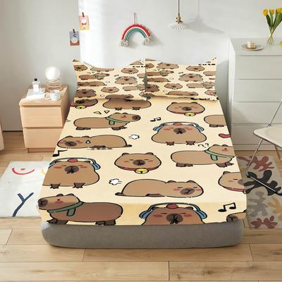 Capibara Cartoon Fitted Sheet For Children Cute Digital Printing Coverage Baby Teenager With Sheets Cover Elastic Bedding