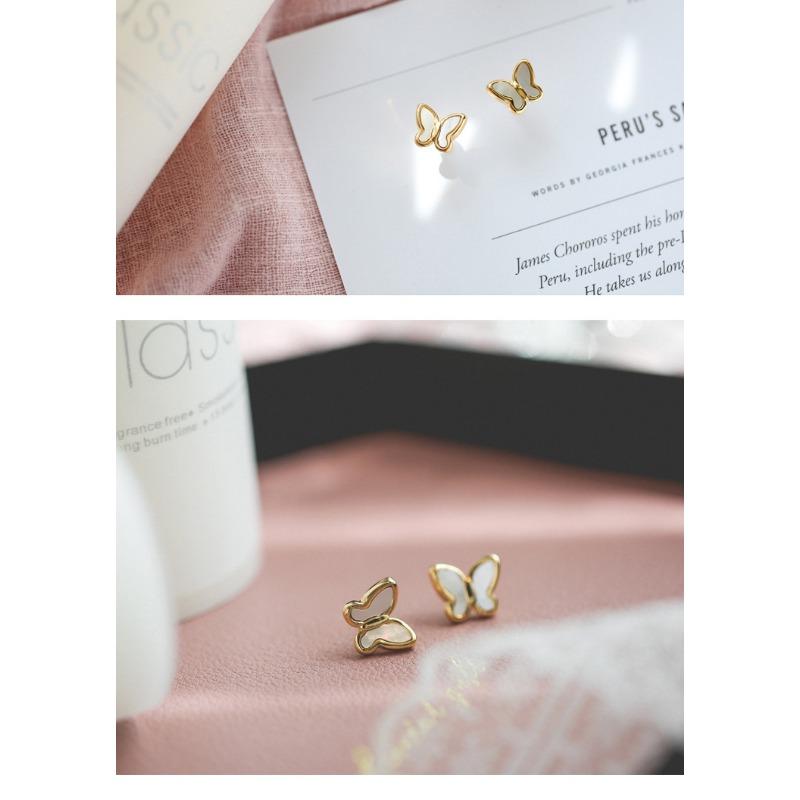 Delicate Exquisite Shell Butterfly Titanium Steel Stud Earrings For Women