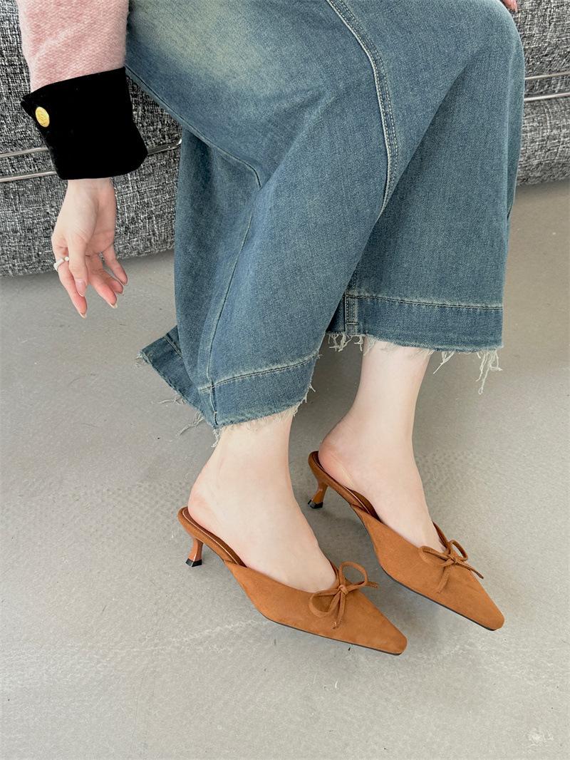 

Весенне-осенние туфли-лодочки с открытым носком, женские красные туфли на высоком каблуке, туфли с квадратным носком, сандалии с бантом, большой размер 42 хаки