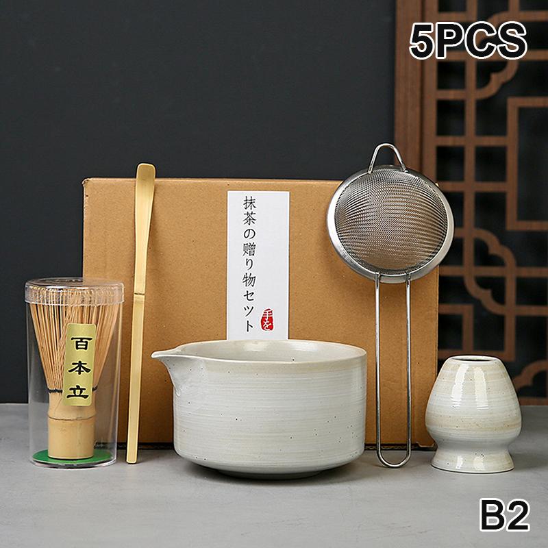 5/6Pcs Matcha Tea Set Bamboo Whisk Teaspoon Sieve Matcha Ceramic Bowl Matcha Whisk Japanese For Tea Lovers Tea-Making Tools