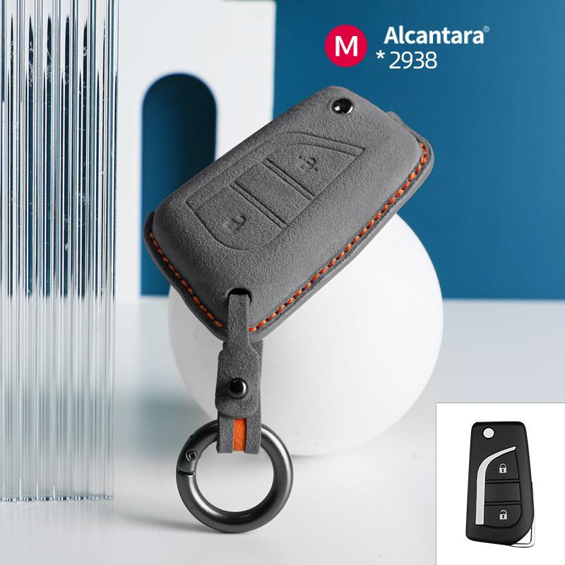 2 4 Button suede car key case cover protect shell Skin F For Toyota Corolla RAV4 C-HR Yaris Aygo Avensis Scion Vitz Flip Key