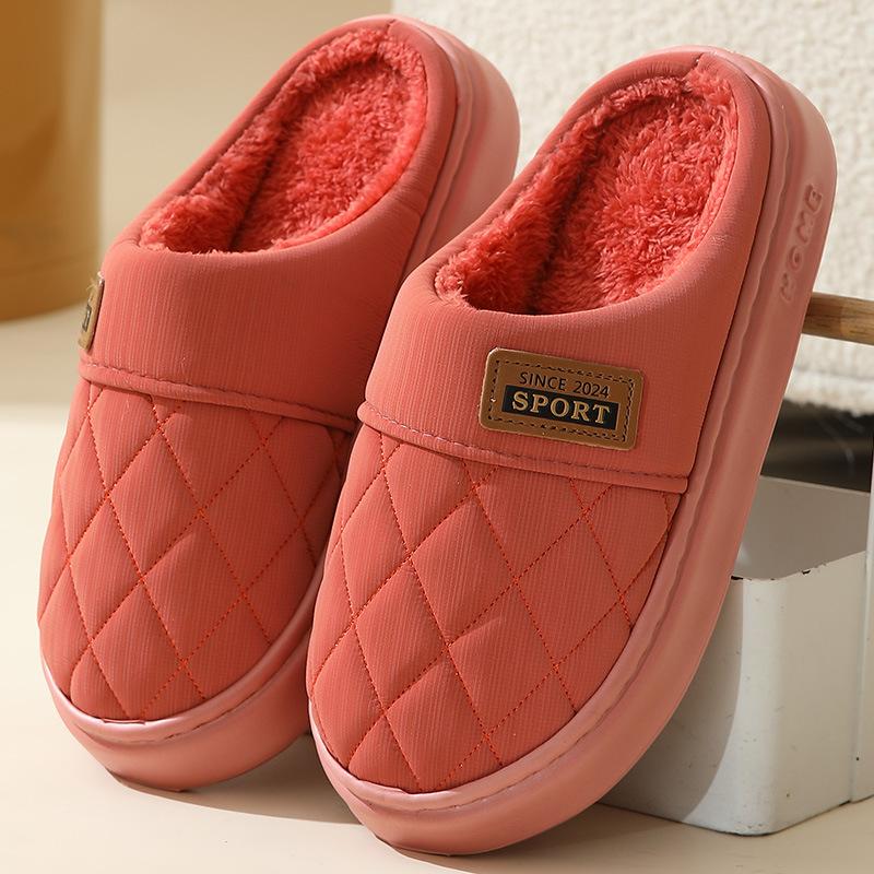 

Хлопковые тапочки для мужчин на зиму, противоскользящие для домашнего использования, теплые для пар, водонепроницаемые хлопковые тапочки для мужчин на осень 38-39