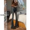 Retro Cement Gray High-Waist Flared Stretch Jeans - 2024 Winter Collection