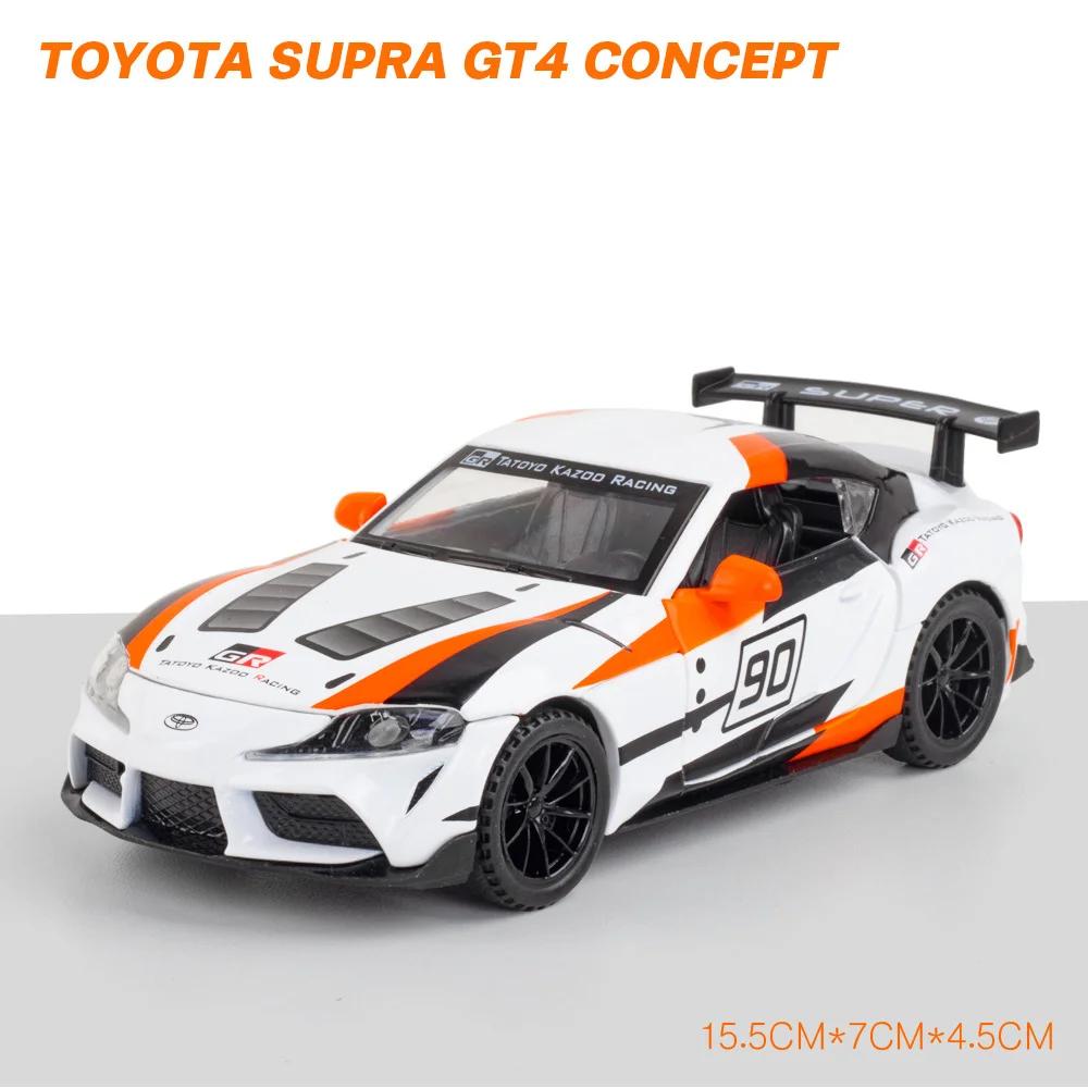 DYMNQM1 1/32 TOYOTA SUPRA GT4 Diecast Alloy Car Model Racing Car Metal Simulation Vehicles With Loght And Sound For Boy Children Gifts