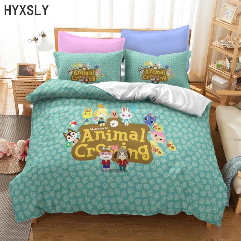 Juego de Cama Animal Crossing Juego de Dibujos Animados 3D Fundas de Edredón Individual Completo Queen King Size Funda de Almohada para niños Regalo Decoración del Hogar