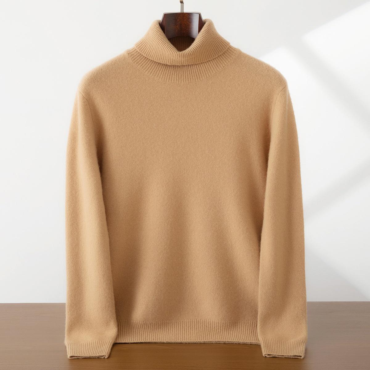 

Men s Winter High-End Cashmere Sweater, Foldable High Neck Knitwear, Slim Fit Pure Color Base Layer M 120-140 lbs