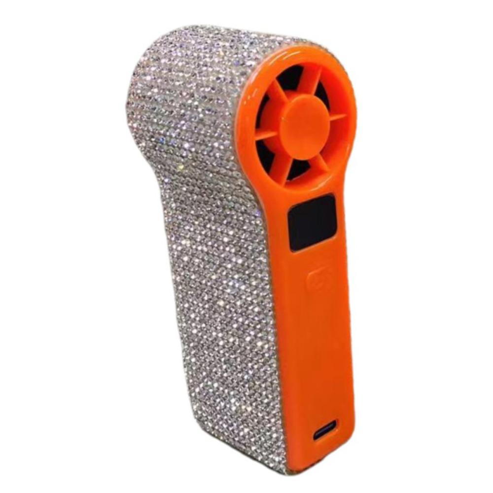 Digital Display Rhinestone Handheld Fan Sparkling Personal Electric Fan Portable Hand Fan Office White Rhinestone