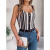 Spring and Summer European and American V-neck Button Hollow Knitted Suspender Top Women