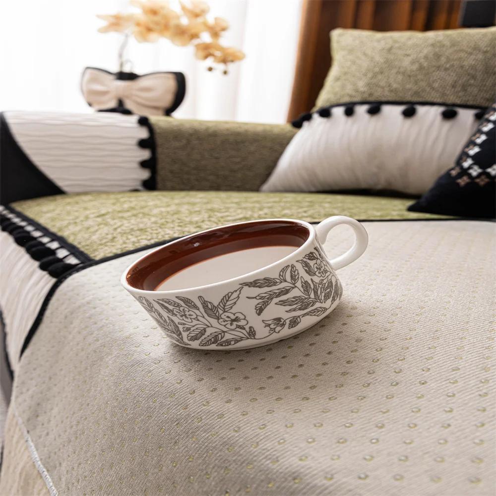 Retro Chenille Sofa Cushion Cover Universal Non-Slip Fixed Straight Row All-Seasons Slipcover for Home Comfort