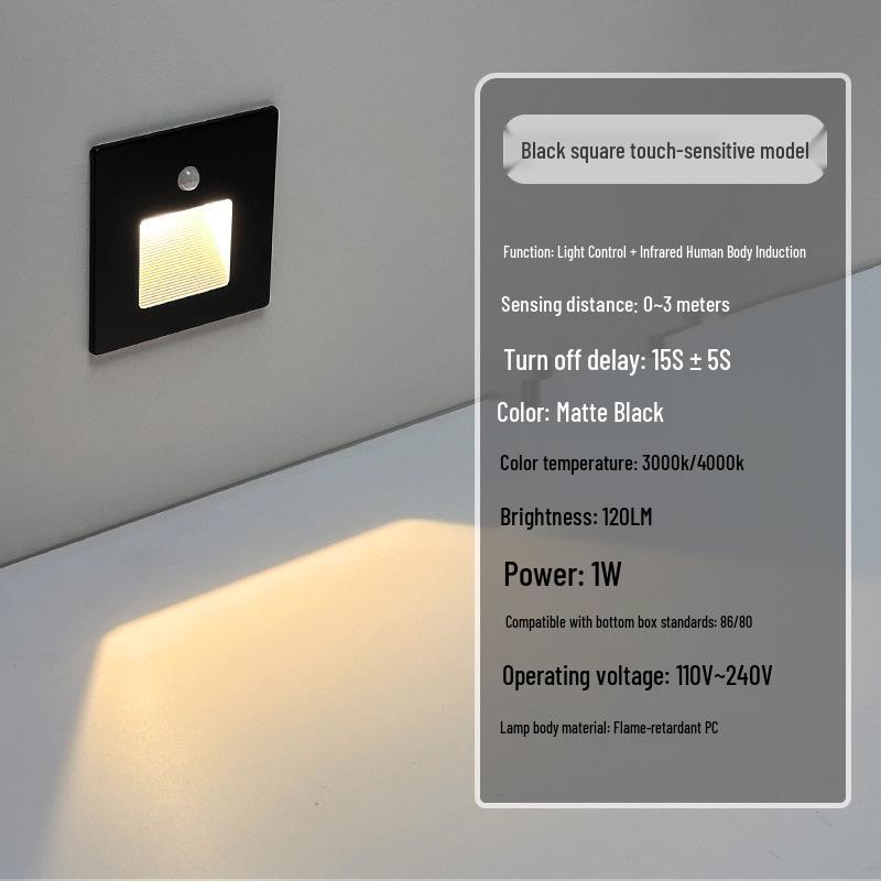 Ultracienka lampka nocna z czujnikiem magnetycznym do wbudowania typu 86 na schody i korytarze