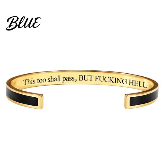 Adjustable Open Cuff This Too Shall Pass Mantra Bracelet Engraved Motivational Inspirational Bracelet Bangle Hidden Information Encouragement Jewelry