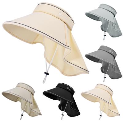 Large Brim Shawl Empty Top Hat Summer Outdoor Cool Sun Protection Unisex Anti-UV Beach Hat Korean Versatile Fashion Headwear Adjustable Outdoor Hat