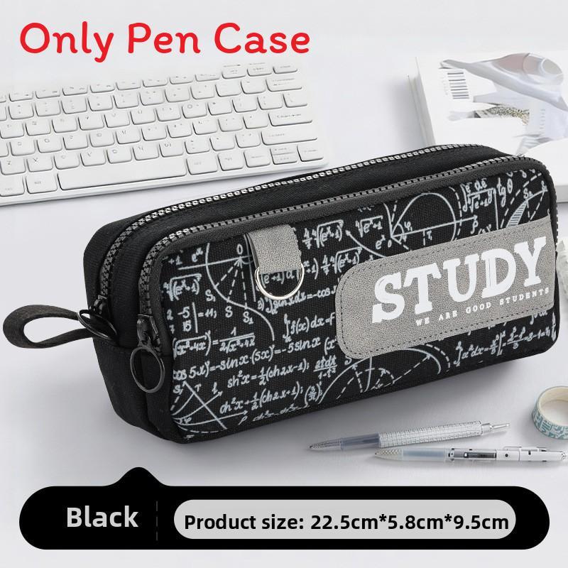 Oxford Cloth Double Layer Pencil Case For Students With Large Capacity And Minimalist Style