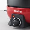 Appareil à fondue hkoenig - alp1800 - jusqu'à 6 personnes - capacité 2l - thermostat réglable jusqu'à 190°c - 800w - rouge/noir