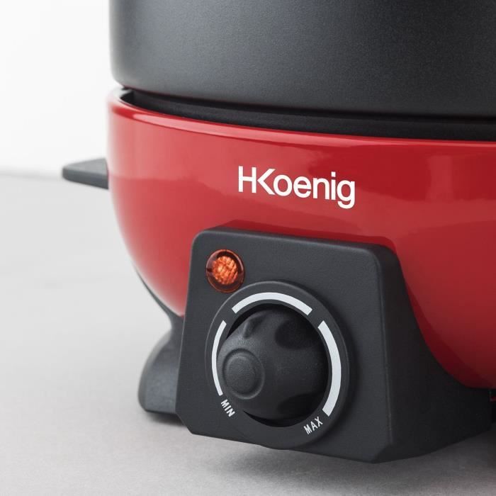Appareil à fondue hkoenig - alp1800 - jusqu'à 6 personnes - capacité 2l - thermostat réglable jusqu'à 190°c - 800w - rouge/noir