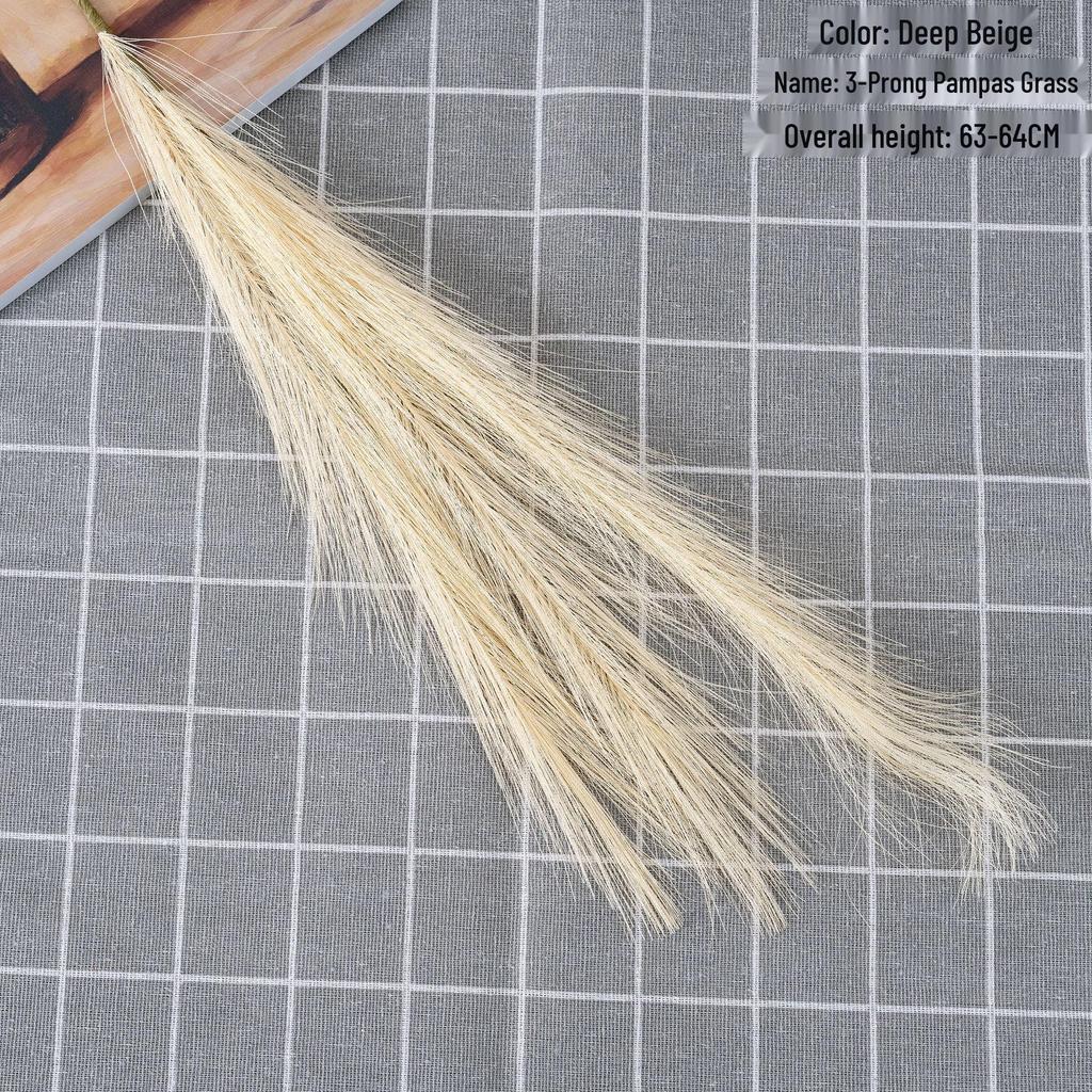 INS Style 3-Prong Pampas Grass and Rose Artificial Bouquet for Home Decor