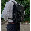 Schwarzer handgefertigter Ziegenleder-Reise-lässiger Laptop-Messenger-Rucksack-Schultertasche