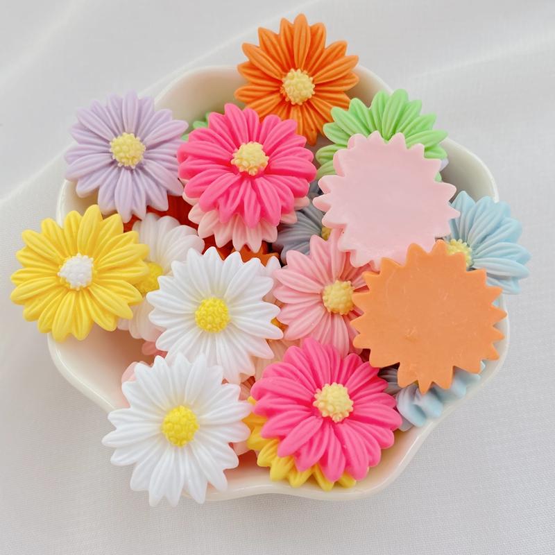 12Pcs New Cute Cartoon Chrysanthemum Series Flat Back Resin Scrapbooking DIY Jewelry Hairpin Craft Decoration Accessorie