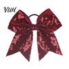 Stage Costume Accessories Sequins Hair Bows, Elastic Tie, Large Cheerleading Shiny Bows for Girls Band Ponytail Holder, Glitter Scrunchies Women Teens