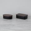 Nonoji Stainless Steel Lunch Box Oval Microwave and Dishwasher Safe Stylish and Simple Lunch Box Natural Wood Lid Black